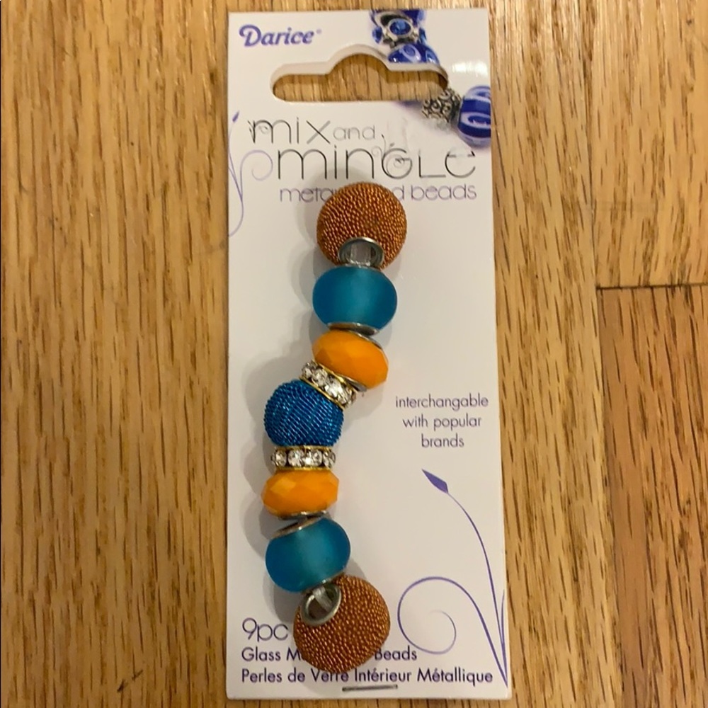 7 Glass Metal Lined Beads